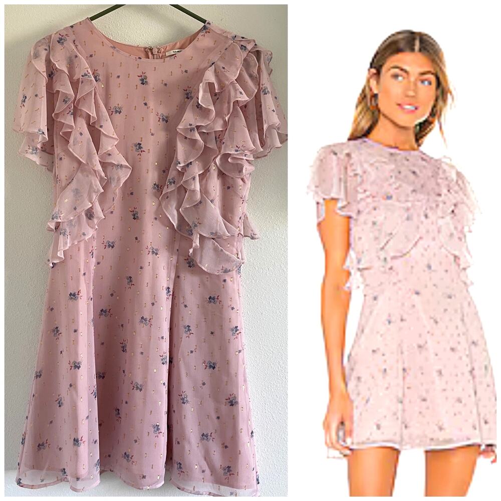 Tularosa Selma Floral Mini Dress Pastel Pink Size M Raffle Short Sleeve Wedding
